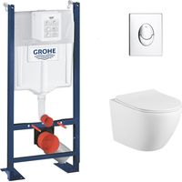 Pack WC Grohe Rapid SL Project + Cuv. KELOS Flush Blanc Mat + Plaque Chromé