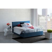 Talamo Italia Cama matrimonial Brenda, Cama contenedor con revestimiento de tela, 100% Made in Italy, Apertura frontal, con colchón Cm 160x200 incluido, Azul, con embalaje reforzado