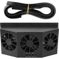 Ventilateurs USB, Ventilateur de Voiture ABS Portable Solar Powered Car Ventilator Automobile Air Vent Ventilation Cooling Fan 5000 RPM Black