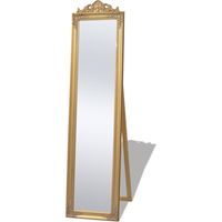Vidaxl – Miroir sur pied baroque 160x40 cm doré – Cadre en bois ornementé – Pour couloir, chambre, dressing – Élégance romantique