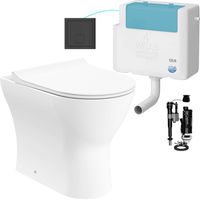 Gloss White Rimless Back to Wall Toilet and Concealed Cistern Set - Side Entry