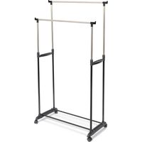 Portant à vêtements double sur roulettes Zeph noir et chrome - COMPACTOR - 78 x 42 x H.165 CM - Noir