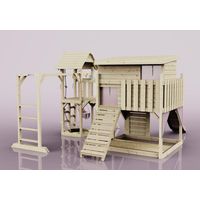 Polarplay Spielturm Inga aus Holz in RosaBabyschaukel