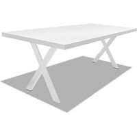Tavolo da pranzo in legno e metallo con piedi a X bianchi - 220x100 cm