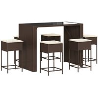 vidaXL Ensemble de bar de jardin avec coussins 7 pcs marron poly rotin