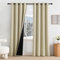 Rideau Occultant avec Œillets - Rideau Salon Moderne Lot de 2 Draperies Opaque Intérieurs pour Maison Chambre Tenture Occultante, Beige, L 140 et H 220cm
