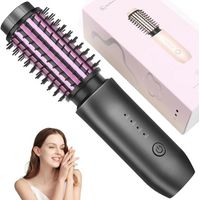 Brosse fer à friser sans fil, brosse sèche-cheveux chauffante ronde, brosse thermique, brosse de séchage, mini brosse fer à friser portable pour les voyages, brosse fer à friser rechargeable USB 7000