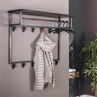 Garderobe Yme 12 Haken Metall – Dunkles Akazienholz