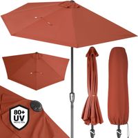 Kingsleeve Sonnenschirm Halbrund 2,7m Groß Kurbel UV-Schutz 80+ Balkon Terrasse Halbschirm Terrassenschirm Balkonschirm Halbrundschirm terracotta