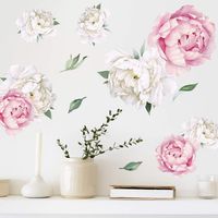 Stickers muraux pivoine aquarelle (aquarelle noir et blanc) - Décoration murale fleurs pivoine