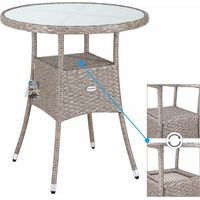 Outdoor bistro table 60cm uv resistant poly rattan glass top
