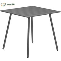 HOMAIRE Gartentisch Stahl 80x80x74 cm wetterfest für Garten, Terrasse, Balkon, Grau