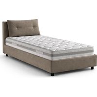 Dmora - Letto singolo Daasba, Letto contenitore con rivestimento in tessuto, 100% Made in Italy, Apertura frontale, con materasso Cm 80x190 incluso, Tortora