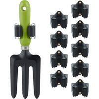 Relaxdays Porte-outils jeu de 10,rouleaux de caoutchouc à coincer, support balai mural universel, jardin,en fer gris