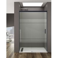 Cabine Paroi de douche frontale 1+1 ALLSTONE BASIC, Sans profil inférieur, 5 couleurs de profilés, 2 types de verre 6mm en aluminium profil Noir 135-140 cm verre Sérigraphié