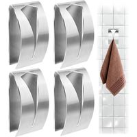 4 Pièces Support Torchon Cuisine, Porte-torchons en Acier Inoxydable, Porte Serviettes Torchon Adhésif, Attache Torchon Mural Patère, Torchons Autocollante Crochet Serviette Métal, pour Cuisine, Bain