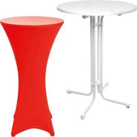 Table haute d'extérieur Sylt, pliable, Ø70cm, rouge, avec housse