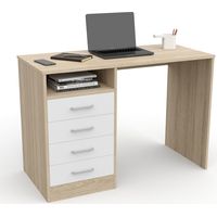 Escritorio con 4 cajones - Roble/Blanco