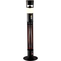 Chauffage radiant extérieur 1500W avec haut-parleur sans fil et lumière LED – Rayonnement 360° – Protection IP55 – Base en acier – EWT