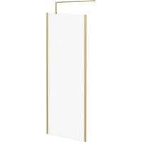 Colore 8mm Fluted Glass Brushed Brass 1850mm x 800mm Walk In Shower Screen including Wall Channel with End Profile and Support Bar