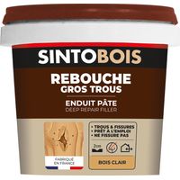 Reboucher gros trous et fissures dans le bois clair 500g Bois clair SINTO