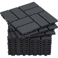 Jiubiaz Lote de 44 baldosas para terraza de 4 m², 30 x 30 cm 8 listones, baldosas de plástico, baldosas encajables antracita