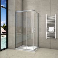 900x760x1850mm Corner Entry Enclosures Cubicle Double Sliding Shower Doors Chrome Frame