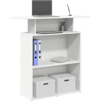 Vidaxl – Bureau de réception blanc 100x40x104 cm – Bois d'ingénierie résistant à l'humidité – Étagère intégrée pour rangement – Design moderne
