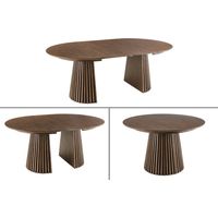 Table de salle à manger extensible KANOVA 120-160-200 cm – Table ronde effet bois foncé avec pieds sculptés