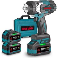 ONEVAN Llave de impacto de 2100 Nm, 1/2 Llave de impacto inalámbrica sin escobillas Aplicable a camiones grandes, vehículos portacontenedores Con baterías 928VF