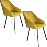 Lot de 2 chaises / fauteuils JENNA tissu jaune pieds métal noir