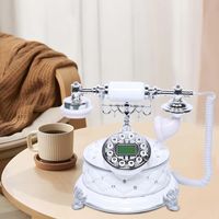 Téléphone fixe rétro vintage nostalgique avec fil - Téléphone portable Landline - Téléphone blanc - Décoration de table - Pour l'appelant ou le réseau fixe