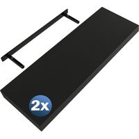 CASARIA® Floating Shelves Including Bracket Wall Shelving Living Room Kitchen Bedroom Office 38mm Thick Hidden Wall Fixing 15kg Capacity MDF 70cm (de), Set of 2 Matt Black