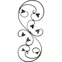 Deco Fer Forge – Panneau décoratif volute fer forgé 870mm – Motif feuille – Largeur 350mm – À souder pour balustrade ou fenêtre