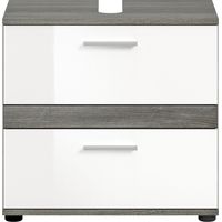 Meuble sous lavabo 2 tiroirs gris et blanc brillant - TWYNI