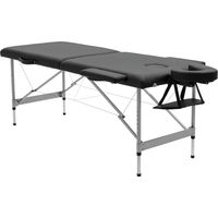Camilla de Masaje Plegable con Altura Ajustable en 7 Posiciones Reposacabezas y Apoyabrazos 186x71x62-83 cm Negro