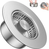 3-in-1 Stainless Steel Kitchen Sink Plug, Sink Strainer Plug with Removable Anti-Clogging Basket, Drain Plugs Prevents Clogs and Odors for Kitchen