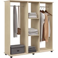 Armadio Guardaroba a Rotelle con 2 Barre e 3 Ripiani Aperti, e Alluminio, 120x40x128 cm, Color