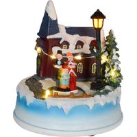 Village de Noël rotatif avec lumières LED et musique, multicolore, pour décoration salon et chambre