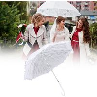 Parasol en Dentelle Blanche avec Manche en J - Élégant pour Mariage, Fêtes et Décorations de Bal