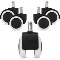 5X Hartbodenrolle 11/48mm - auch für Weichböden - gummiert - Bürostuhlrollen 360° Ersatzrollen - Stuhlersatzrollen