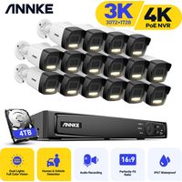 ANNKE 3K PoE Video Surveillance Cameras System 16×Dome Home CCTV Cameras,16 Channel POE Security Surveillance System Network Video Recorder -4TB HDD