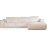 Mobilier Deco – Canapé d'angle en tissu beige – Angle droit – Assise moelleuse – Dossier rembourré – Dimensions L313xP162xH77 cm