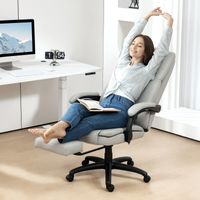 Fauteuil de massage pour bureau, fauteuil de bureau avec hauteur réglable, dossier inclinable et télécommande filaire, gris