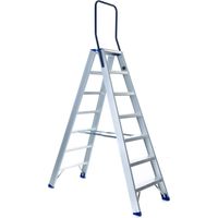 ASC Eurostairs Stufenstehleiter zweiseitig eloxiert mit Bügel 7 Stufen