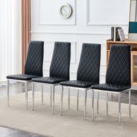 Set di 4 sedie da pranzo 38x38x98cm,sedie da cucina con rivestimento in similpelle e gambe in metallo, stile moderno e minimalista, per ufficio, sala da pranzo, soggiorno, cucina, camera da letto, ner