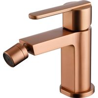 IMEX Miscelatore bidet in ottone color oro rosa spazzolato con cartuccia ceramica Ø28 mm e set 2 flessibili 3-8 para instalación segura - Modelo BDR001-2ORC