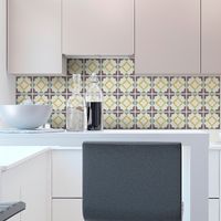 Sticker Mural Carrelage adhésif Cuisine Salle de Bain - 9 STICKERS CARREAUX DE CIMENT AZULEJOS ANDRINA - 9stickers20x20cm