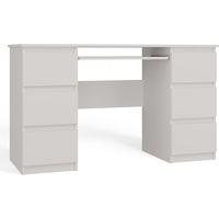 Topeshop – Bureau droit blanc 130x51x76 cm – 6 tiroirs – Plateau de clavier coulissant – Panneaux de particules laminés