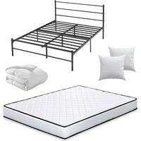 Iztoss – Ensemble lit 160x200 avec matelas 15 cm – Couette 220x240 cm – Oreillers 60x60 cm – Structure métallique robuste – Installation facile en 30 min